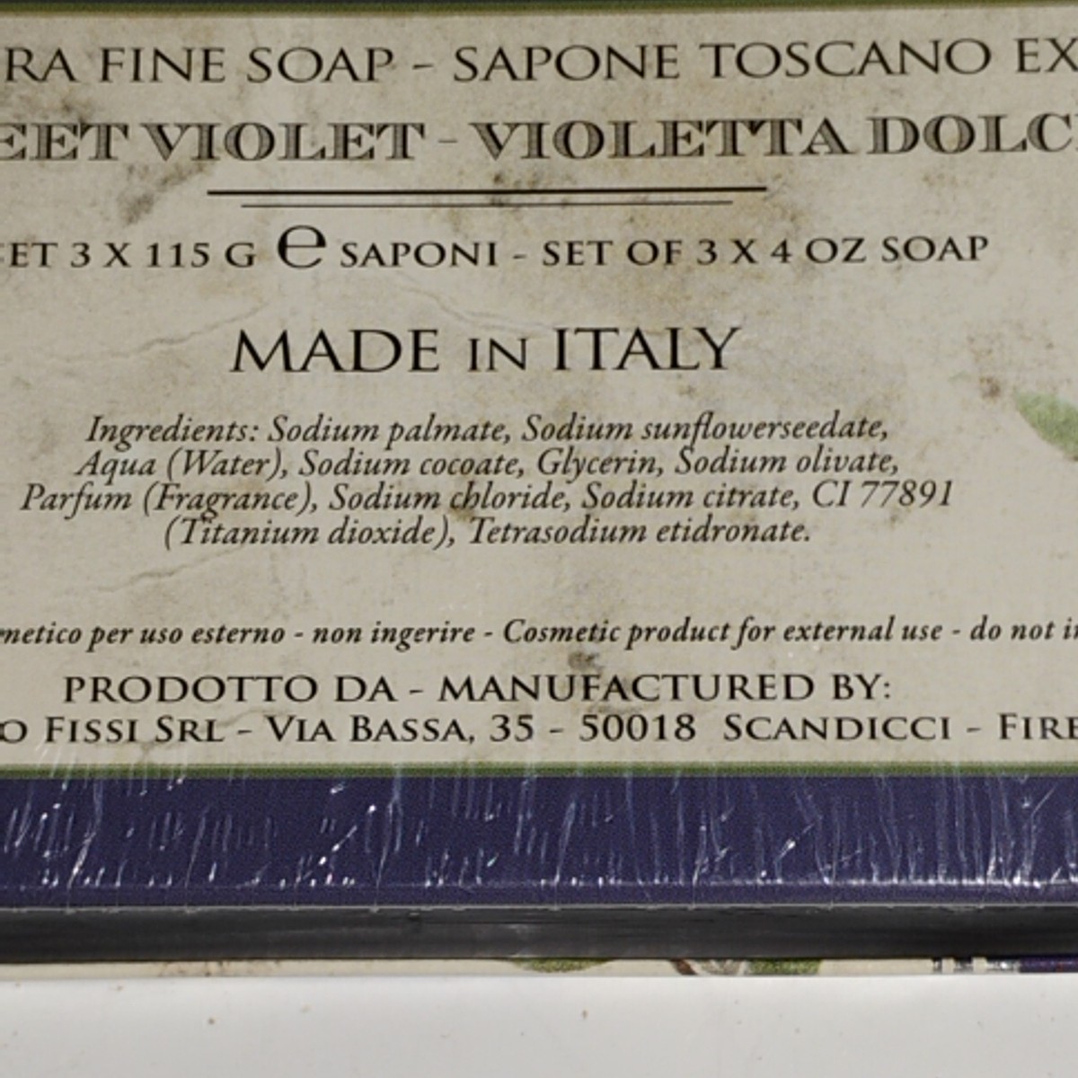 Sweet Violet Luxury Bath Soap Made In Florence Italy New Sealed 3 Cakes
