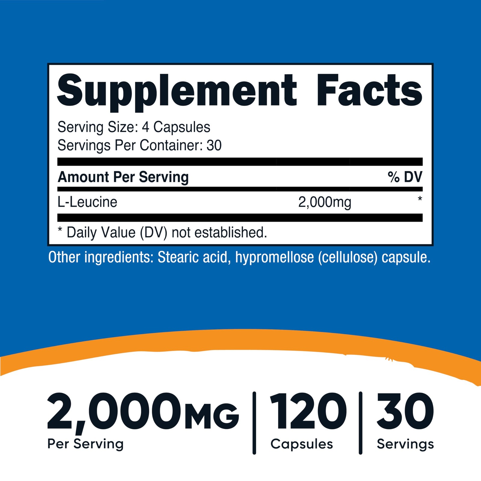 Nutricost L-Leucine 2,000mg, 120 Vegetarian 120 Count (Pack of 1), Red
