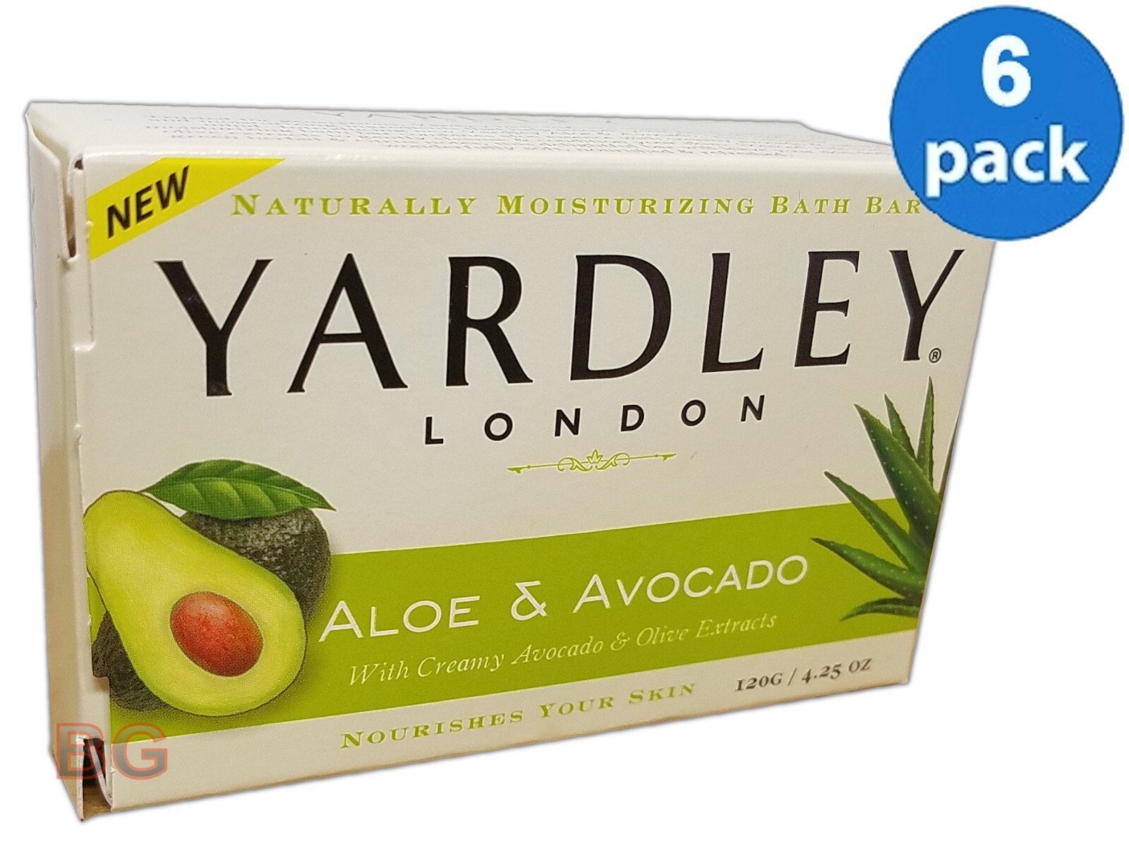 YARDLEY SOAPS 4.25oz ALOE & AVOCADO Skin Moisturizing Soap FREE Shipping 6-Bars