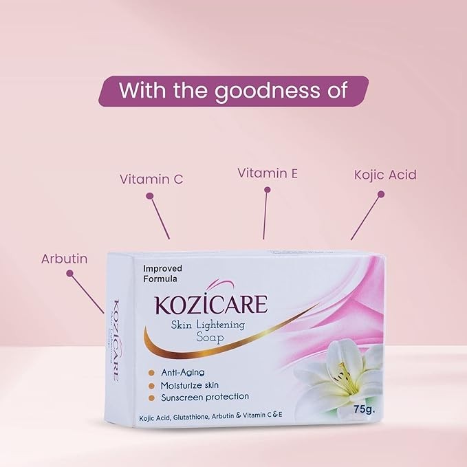 3 X Kozicare Kojic Acid Skin Lightening Soap 75g each Glowing Skin & Dark Spots