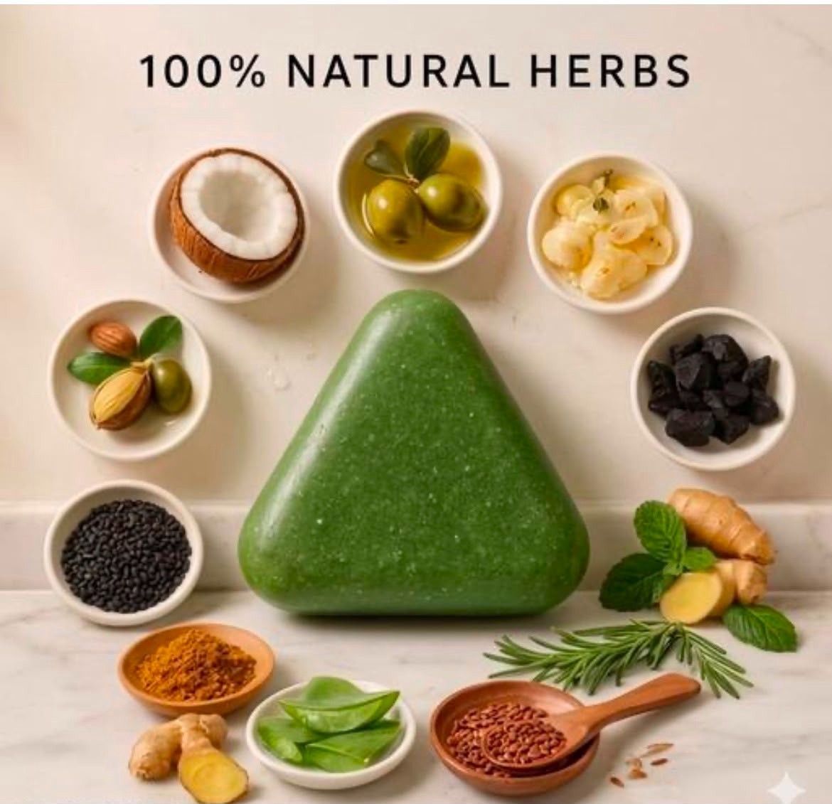 4 x Natural Seven Green Triangle Shampoo Bar Soap Hair Care l Free shipping