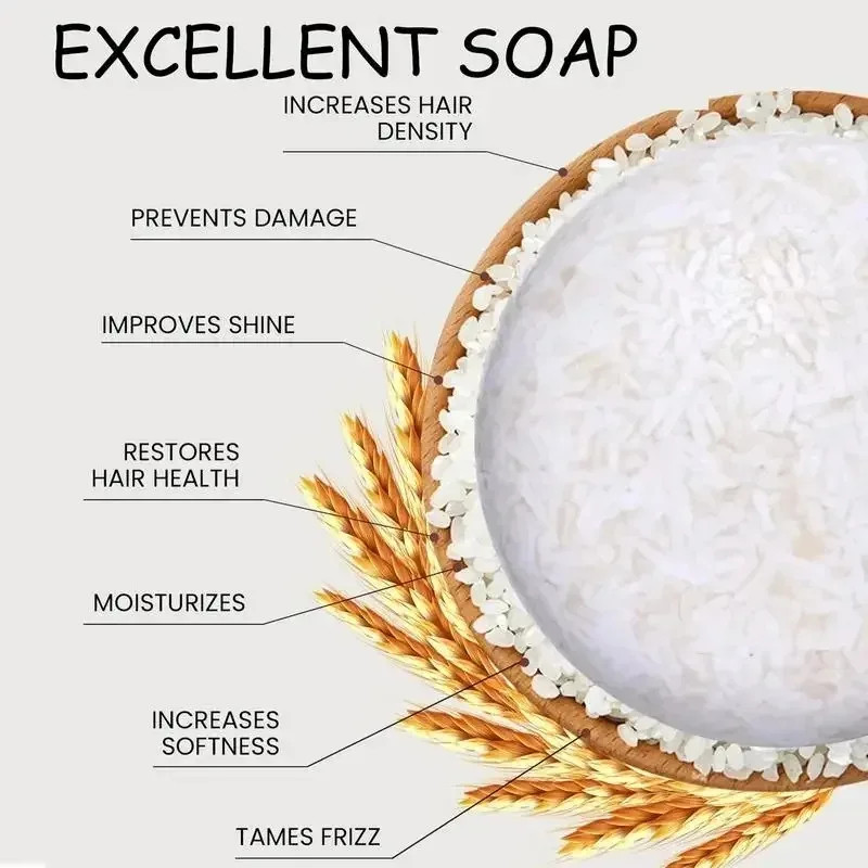 Organic Rice Shampoo Soap Bar Hair Nourishing Conditioning Soap