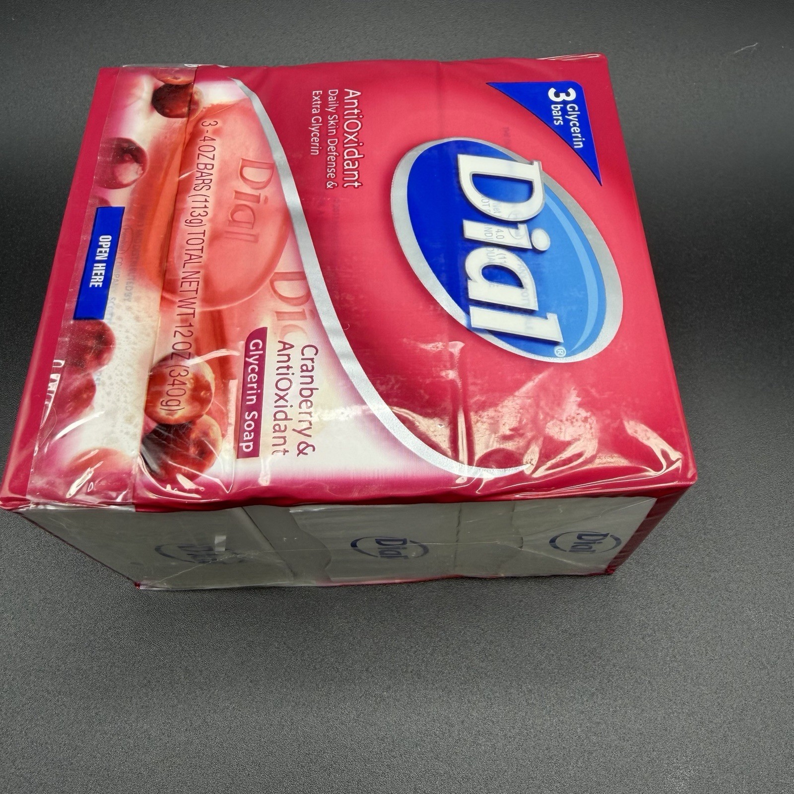 Dial Cranberry & Antioxidant Glycerin Soap 3 Bars 4oz Sealed NEW Old Stock NLA