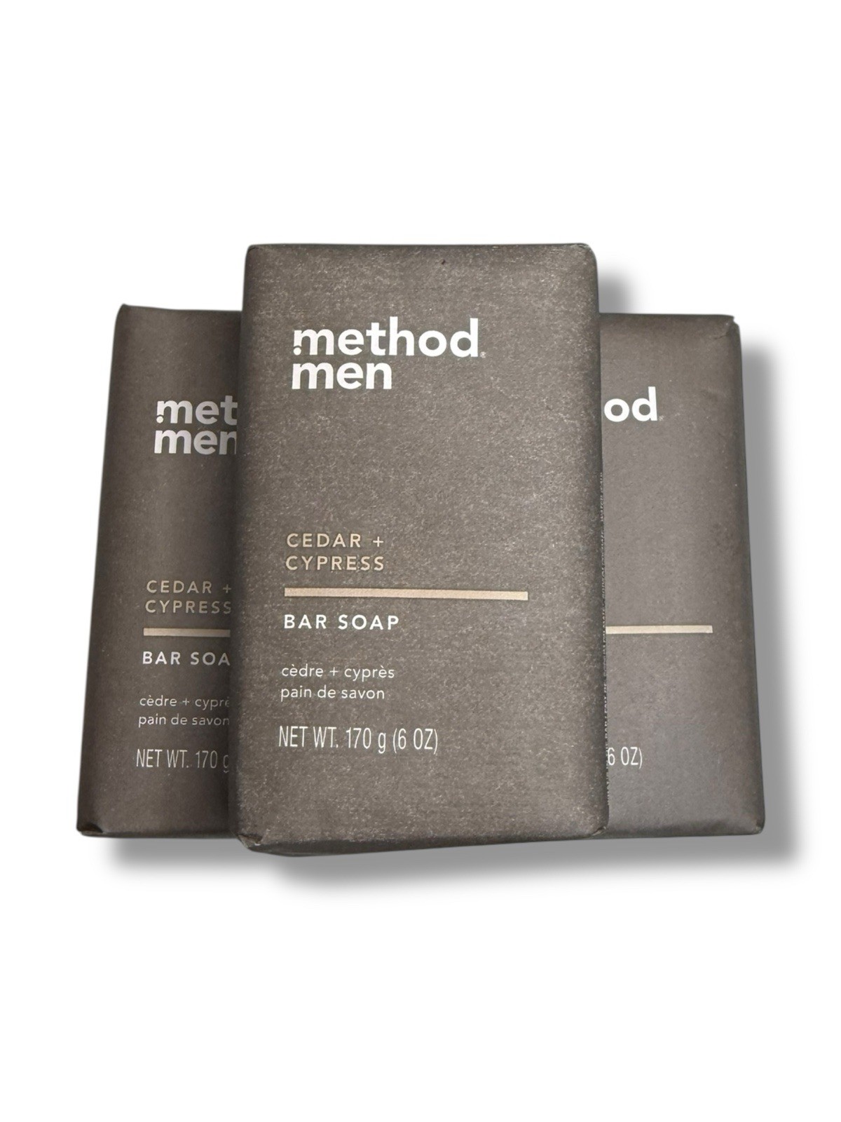 3 x Method Men CEDAR & CYPRESS Bar Soap Paraben-Free 6oz EA