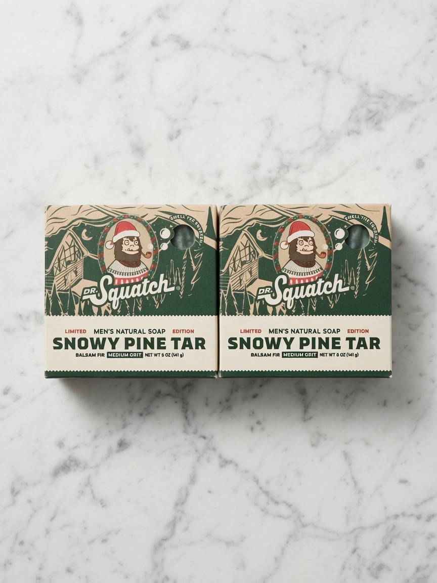 Dr Squatch Snowy Pine Tar Limited Edition Men’s Soap Lot of 2 Bars 5oz