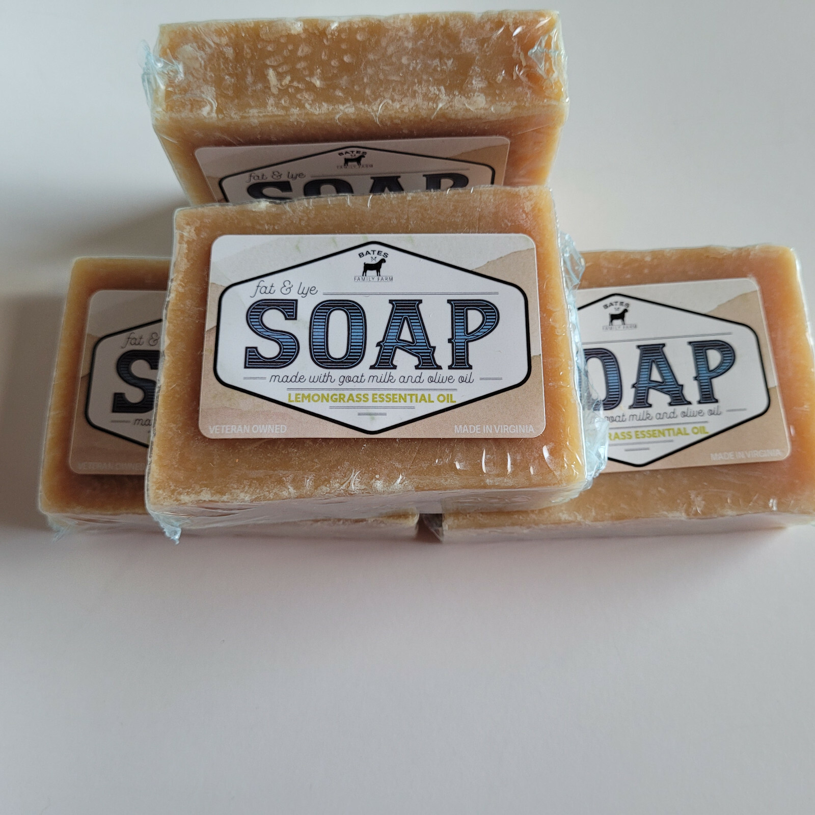 Bates Family Farm Lemongrass Essential Oils Fat and Lye Soap Goat Milk Olive Oil