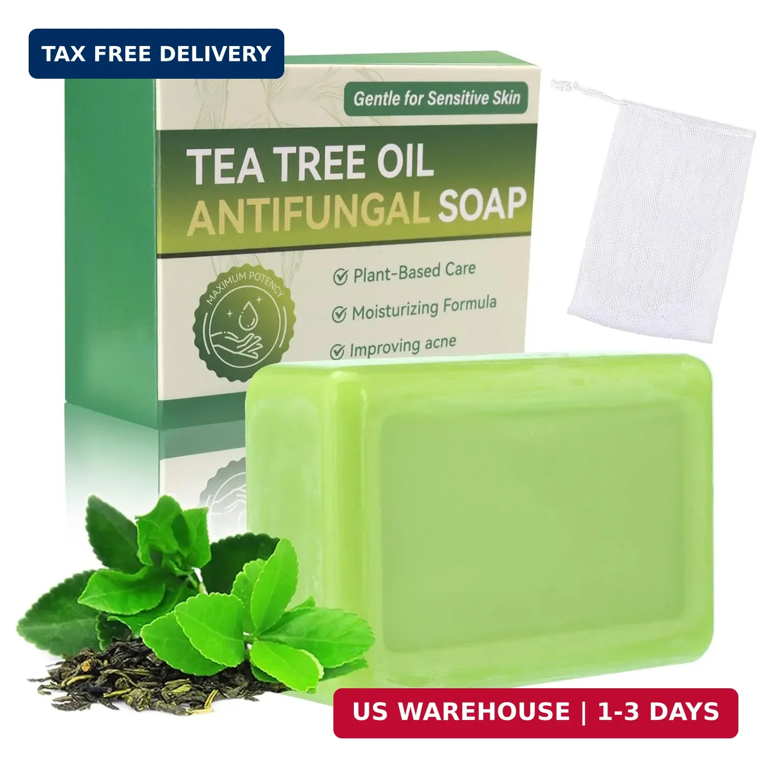Tea Tree Soap, Relief Soap Bar Infused with Tea Tree Oil, Natural Foot & Body So