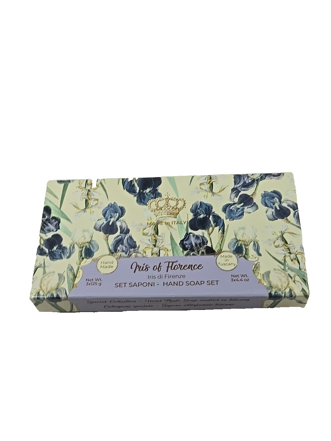 Mario Fissi Iris of Florence Hand Soap Gift Set 3 Bars x 4.4oz Hand Made Italy