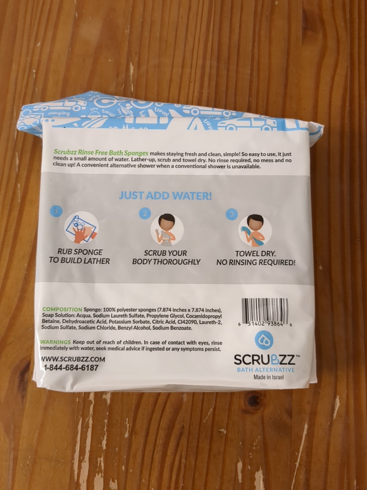 Scrubzz Disposable Rinse Free Bathing Wipes – 25 Pack All-in-1 Single Use Shower