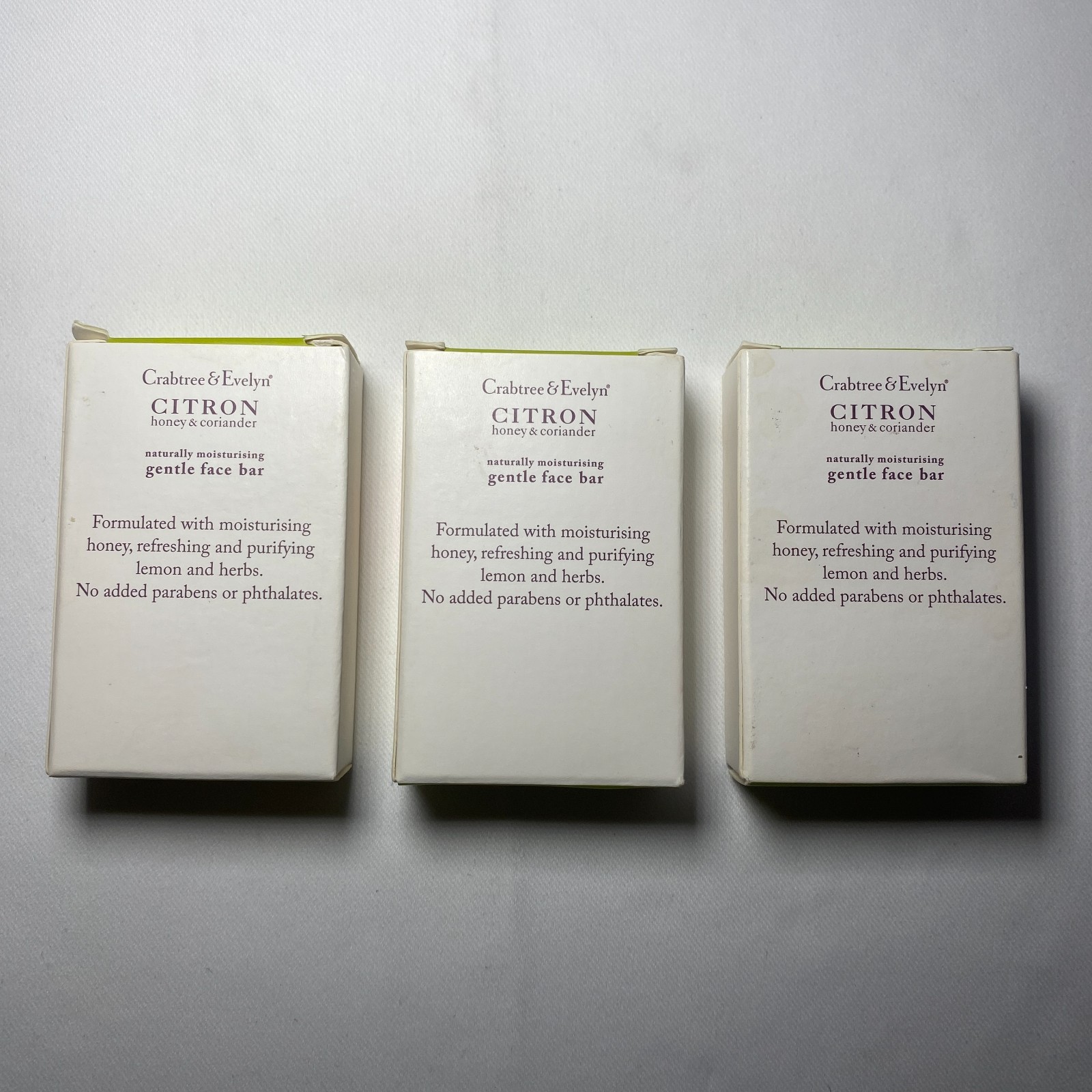 Lot of 3 Crabtree & Evelyn Citron Honey & Coriander Face Bar Soap Travel 1.25oz