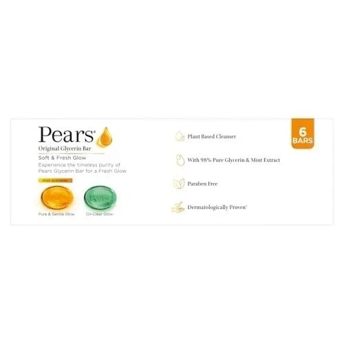 Pears Glycerin Soap 125g x6 Mint Fresh Gentle Bath Bar Soap Free Clean