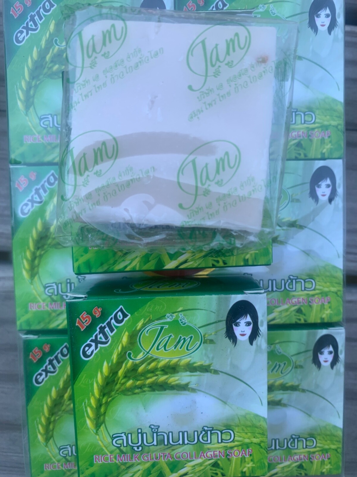 12 bars x 60g Thai Rice Milk Herbal Soap Handmade Collagen Natural Body Face