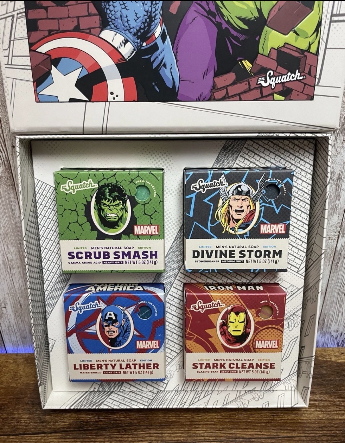 Dr. Squatch x Marvel Limited Edition Soap Set Hulk Thor Iron Man Captain America