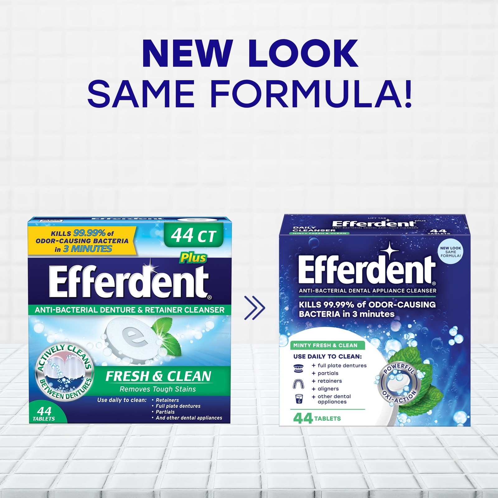 Efferdent Denture Cleaning for Dental Appliances, Minty Fresh & Clean, 44 Count