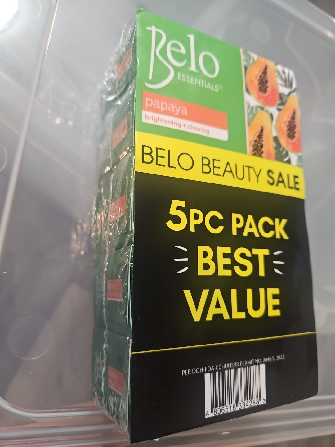 BELO Essentials Papaya Brightening + clearing 65g ×5pk