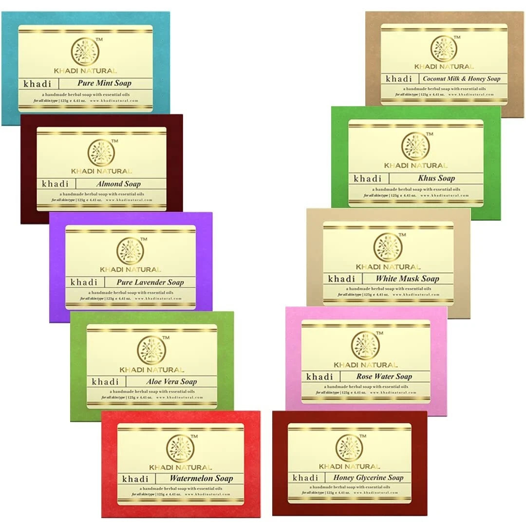 Khadi Natural Handmade Herbal Soap Combo Assorted Natural Soap Pack Of 10 Pcs