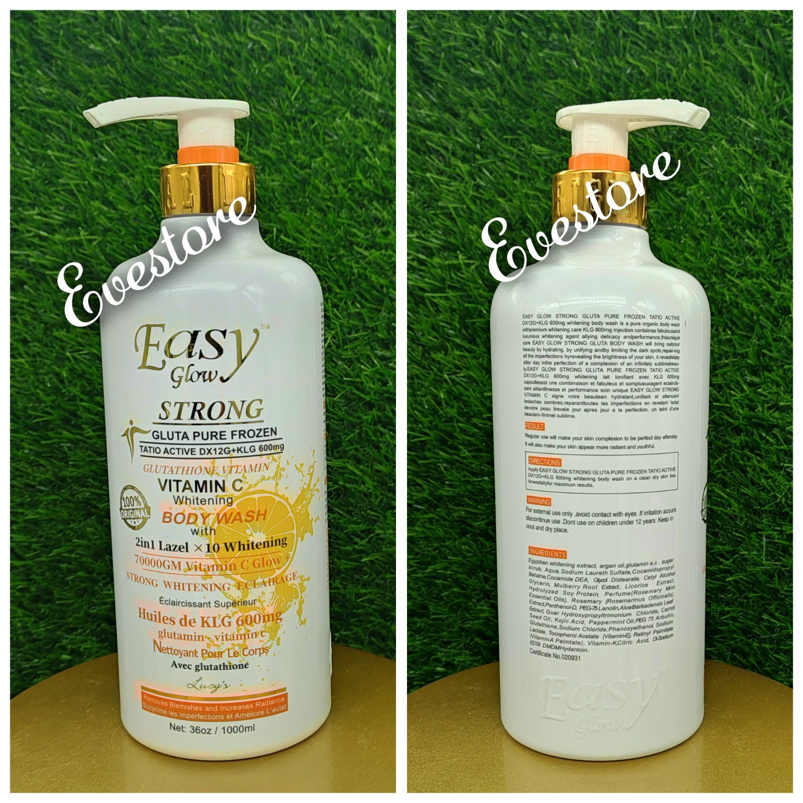 3pcs Easy Glow strong vitamin C whitening body wash, Lotion & Facreacream