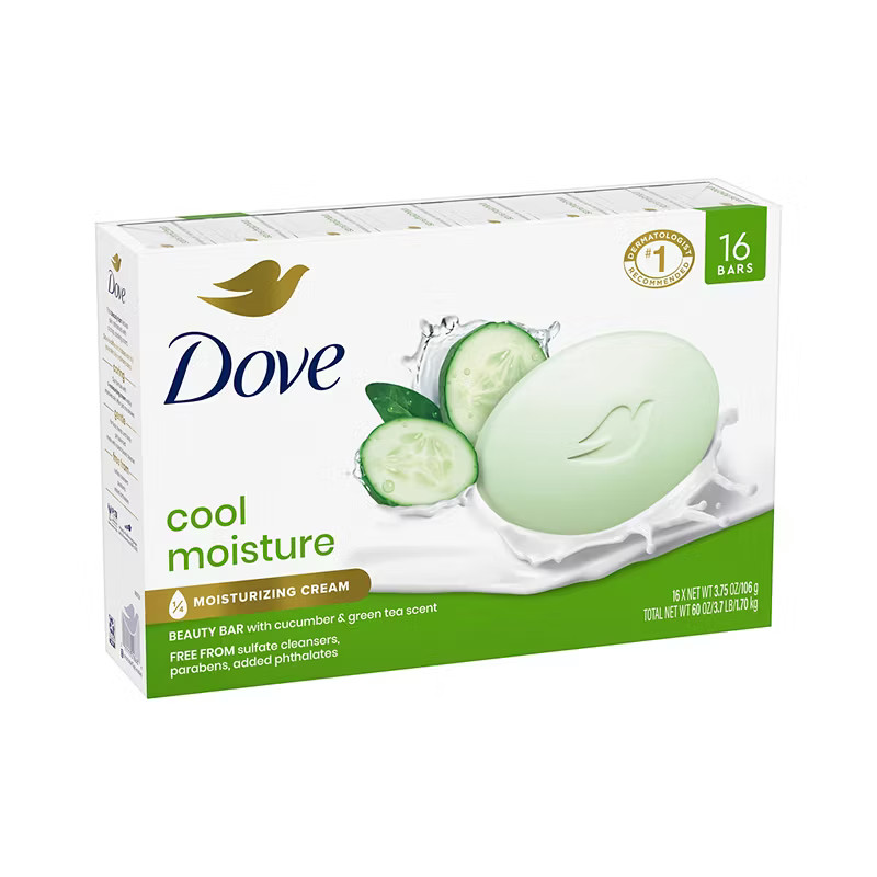 Dove Beauty Bar Cool Moisture Cucumber Green Tea 16 Bars x 3.75 oz Soap