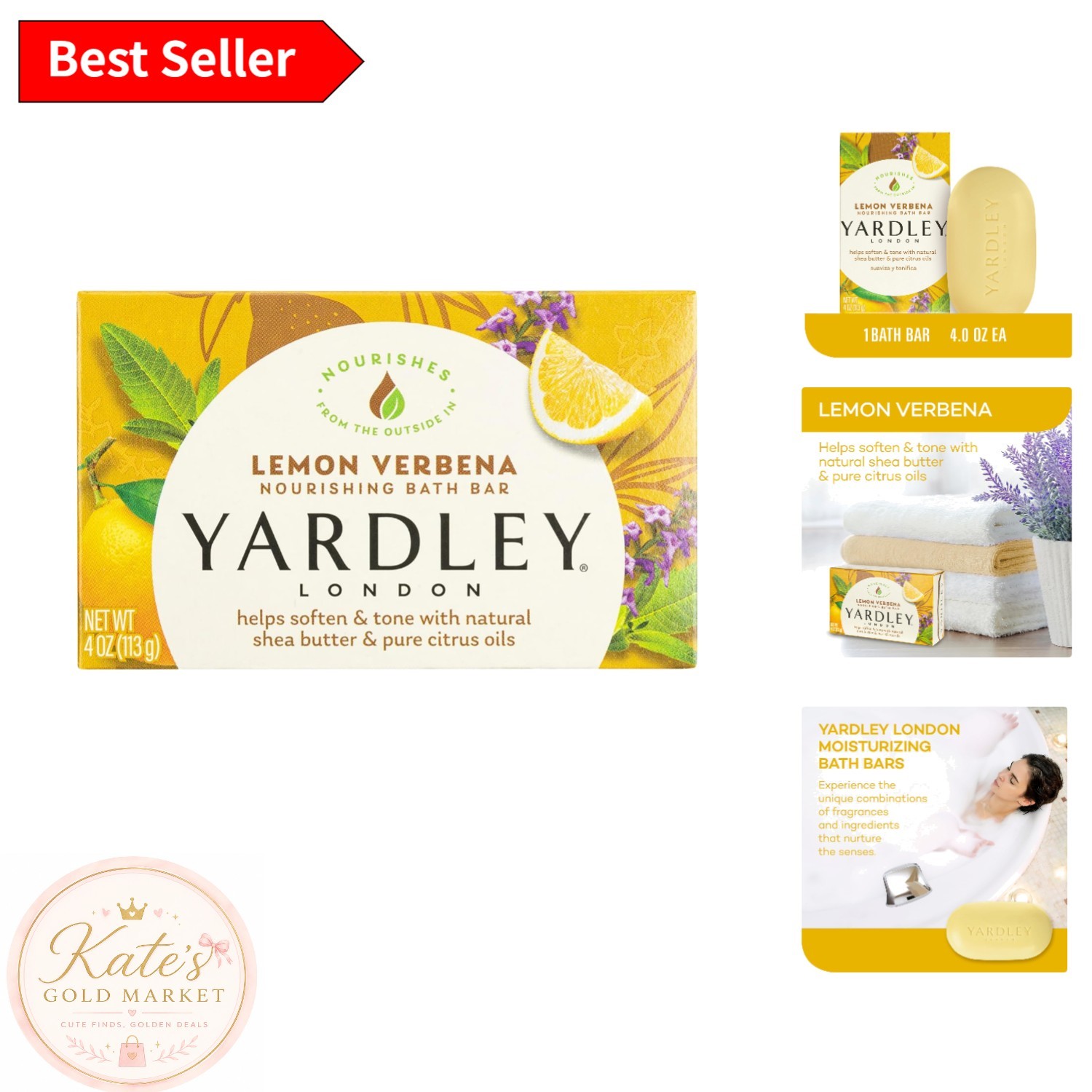 London Lemon Verbena Naturally Moisturizing Bath Bar – 4.25 oz of Luxury
