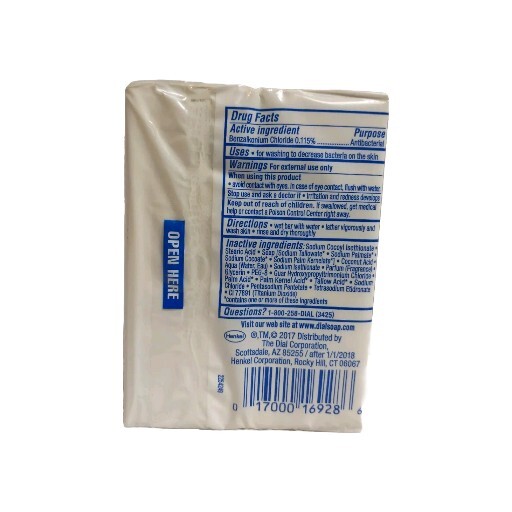 4 Bars Dial 2 in 1 Soap Coconut Milk Moisturizing & Antibacterial 3.2 Oz. Each