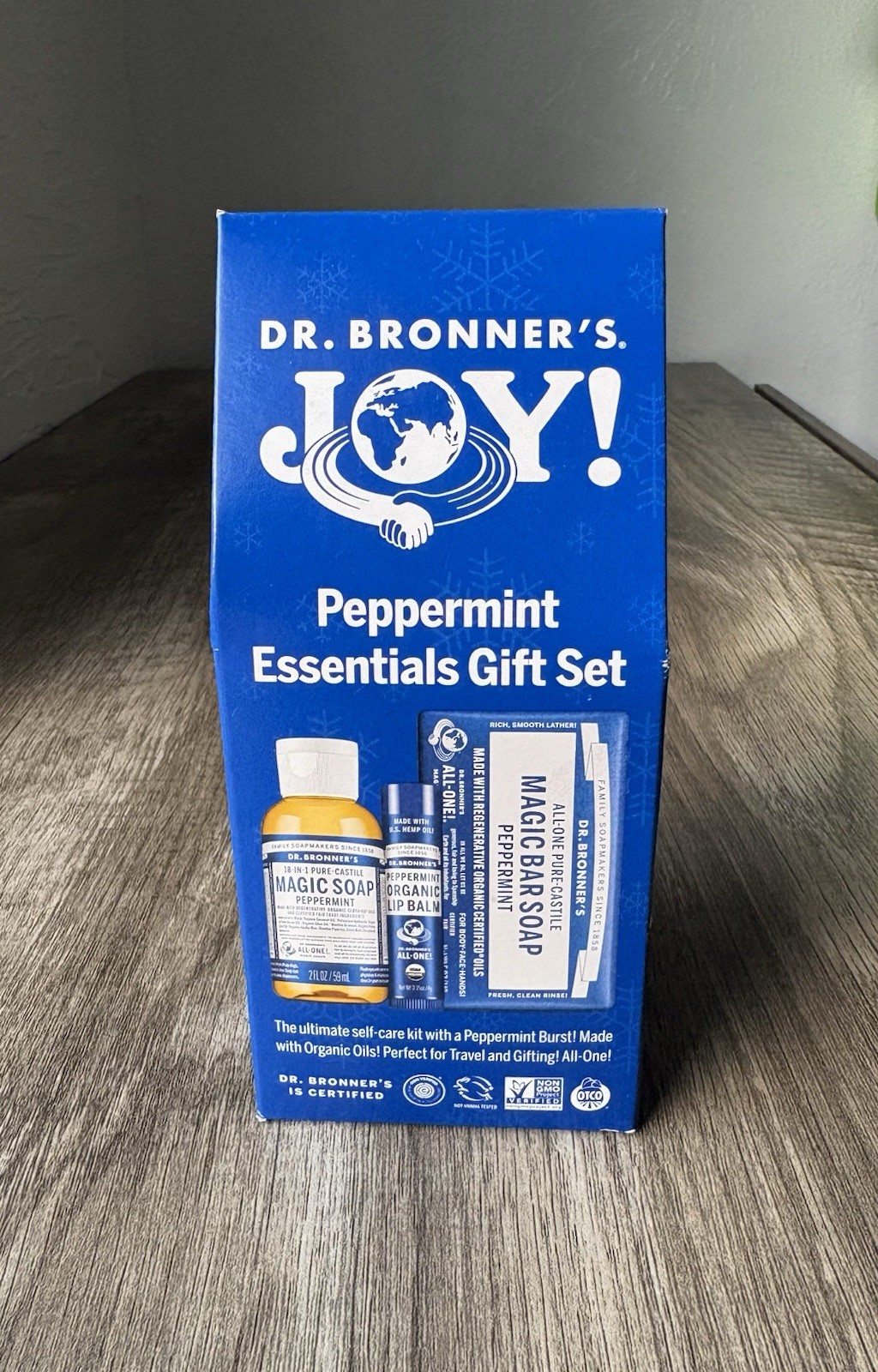 Dr. Bronner’s Peppermint Essentials Gift Set Liquid Soap, Bar Soap, Lip Balm