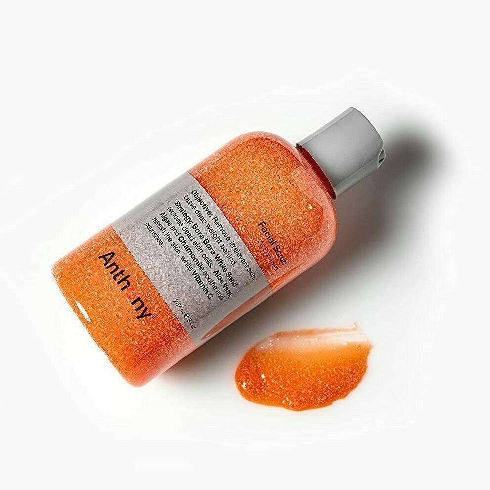 Anthony Facial Scrub, 8 Fl Oz, Contains Aloe Vera, Sand, Algae, Chamomile.