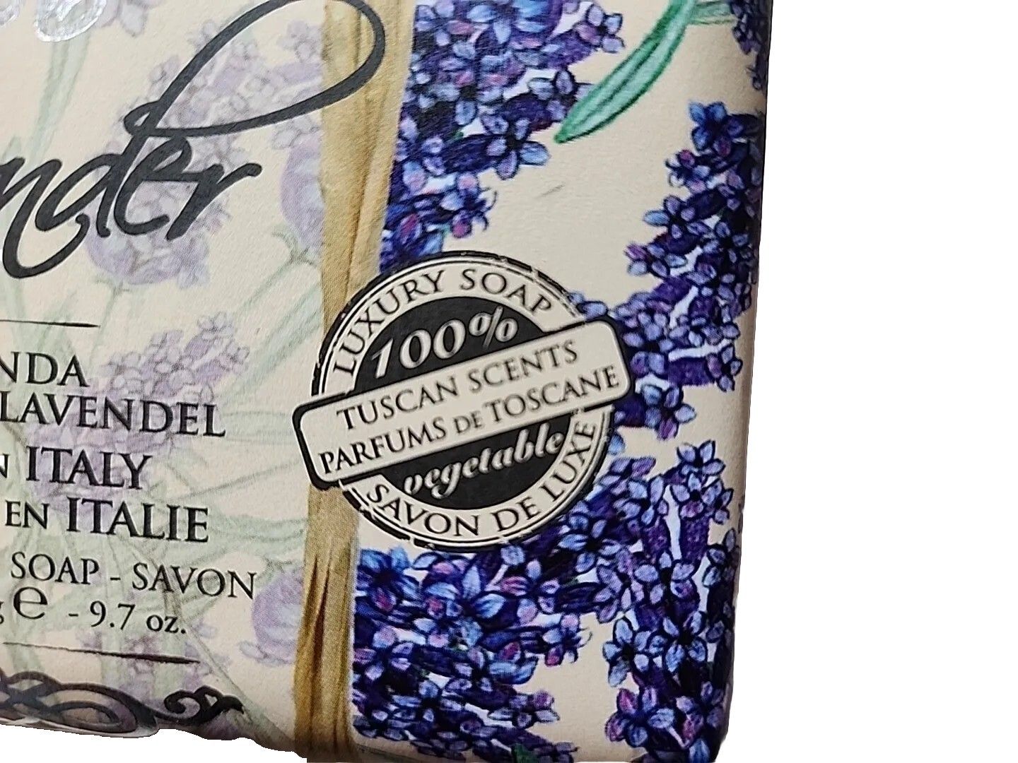 Italian Luxury Bar Soap Blooming Lavender scented large 9.7oz size TUSCAN SCENTS