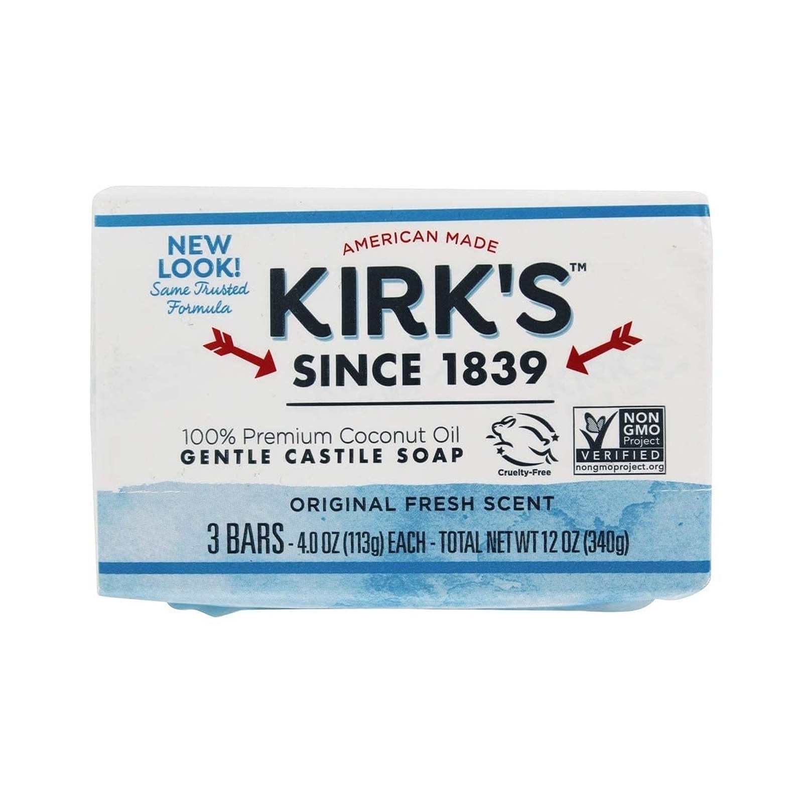 Kirk’s Orginal Coco Castile Bar Soap Bulk Case of 48 Bars (16 x 3 Pk.)