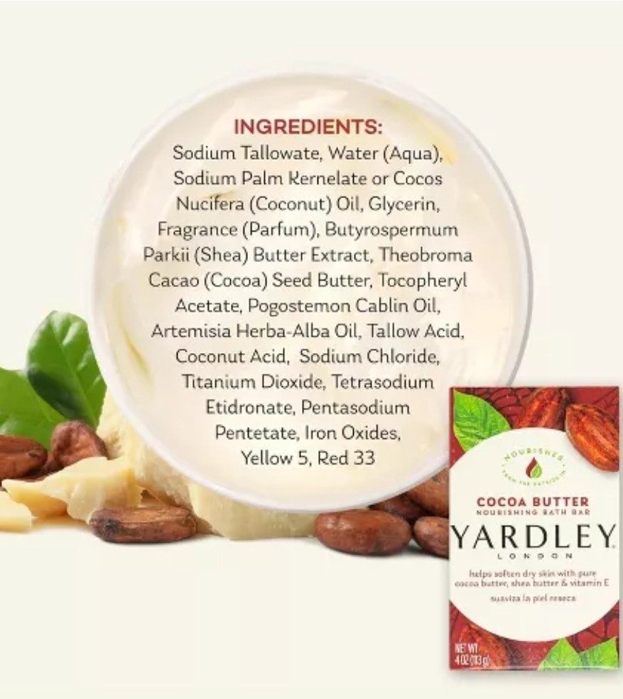 Yardley London Cocoa Butter Moisturizing Bath Bar 4.0 Oz