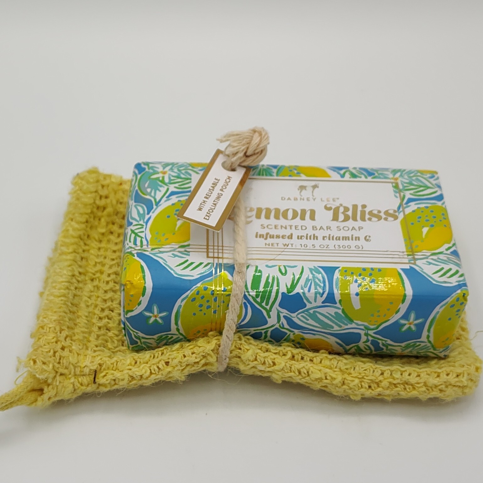 Dabney Lee Lemon Bliss Soap Large 10.5oz Bar Reusable Exfoliating Pouch