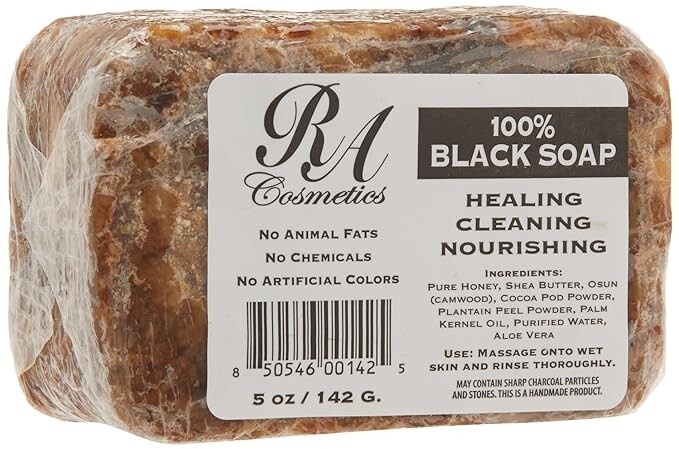 RA Cosmetics 100% Pure Raw African Black Soap- 5oz – Cleansing- PREMIUM QUALITY