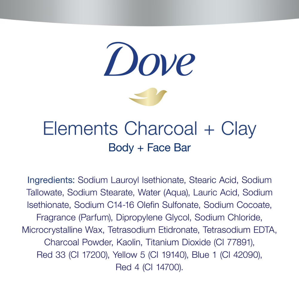 3 Pack Dove Men+Care Charcoal Clay Body Face Bar Soap 4oz, 4 Bars, 12 Bars Total