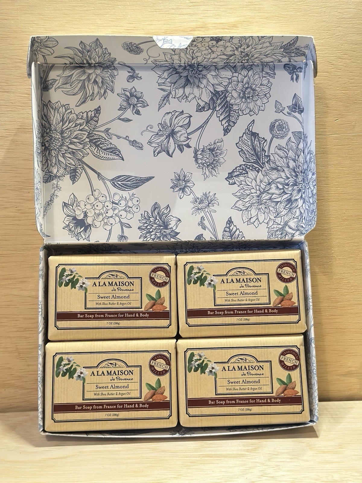 A La Maison Triple Milled Soap Shea Butter Argan Oil 4 Sweet Almond Bars France