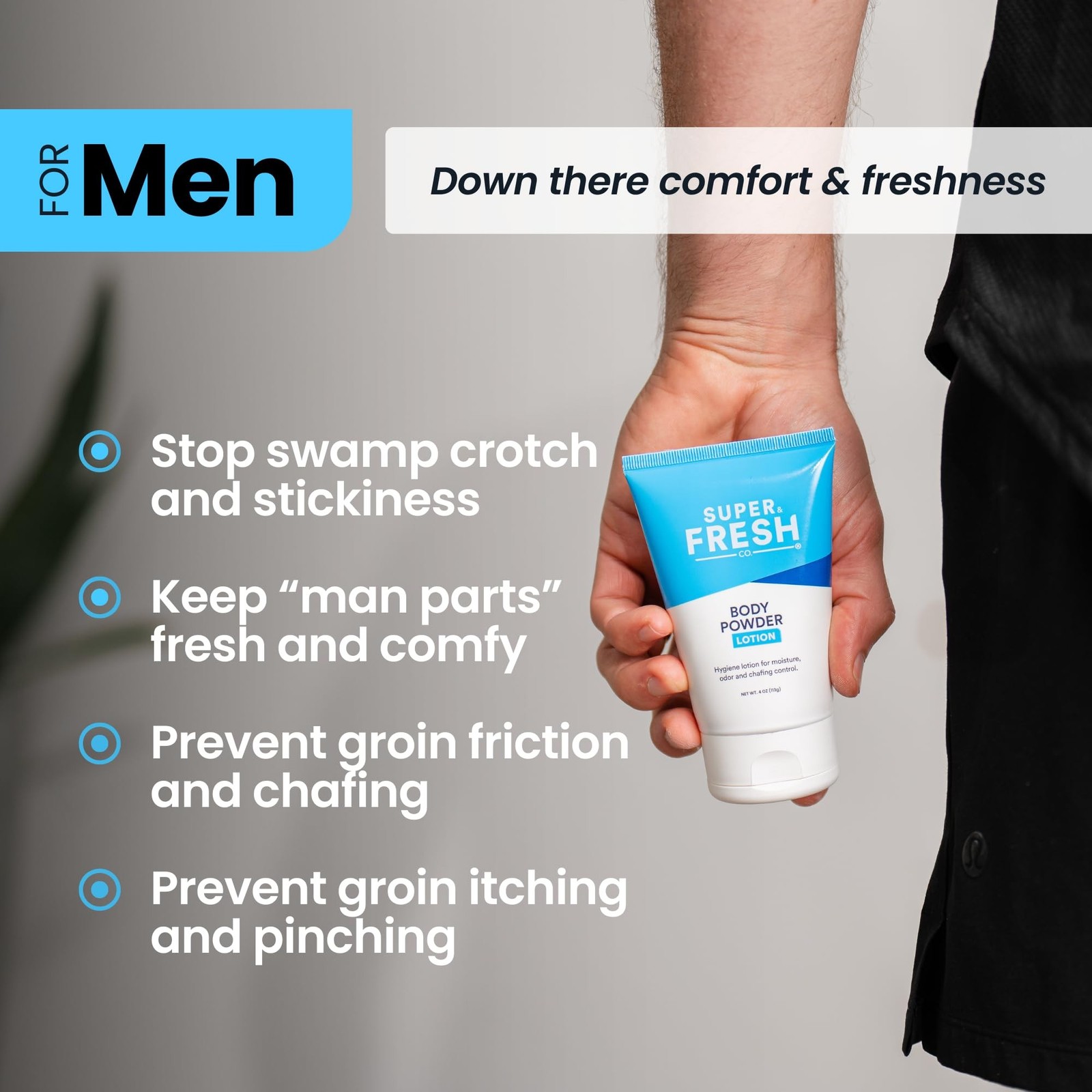 SweatBlock Super Fresh Body Powder Lotion Talc Free, Anti-Chafing, Deodorizin…