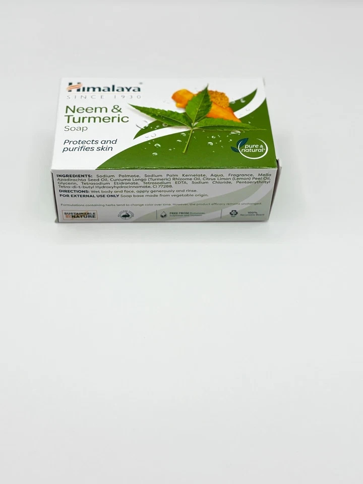 Himalaya Neem & Turmeric Soap 125g – Pack of 4, Natural Skin Care, Free Shipping