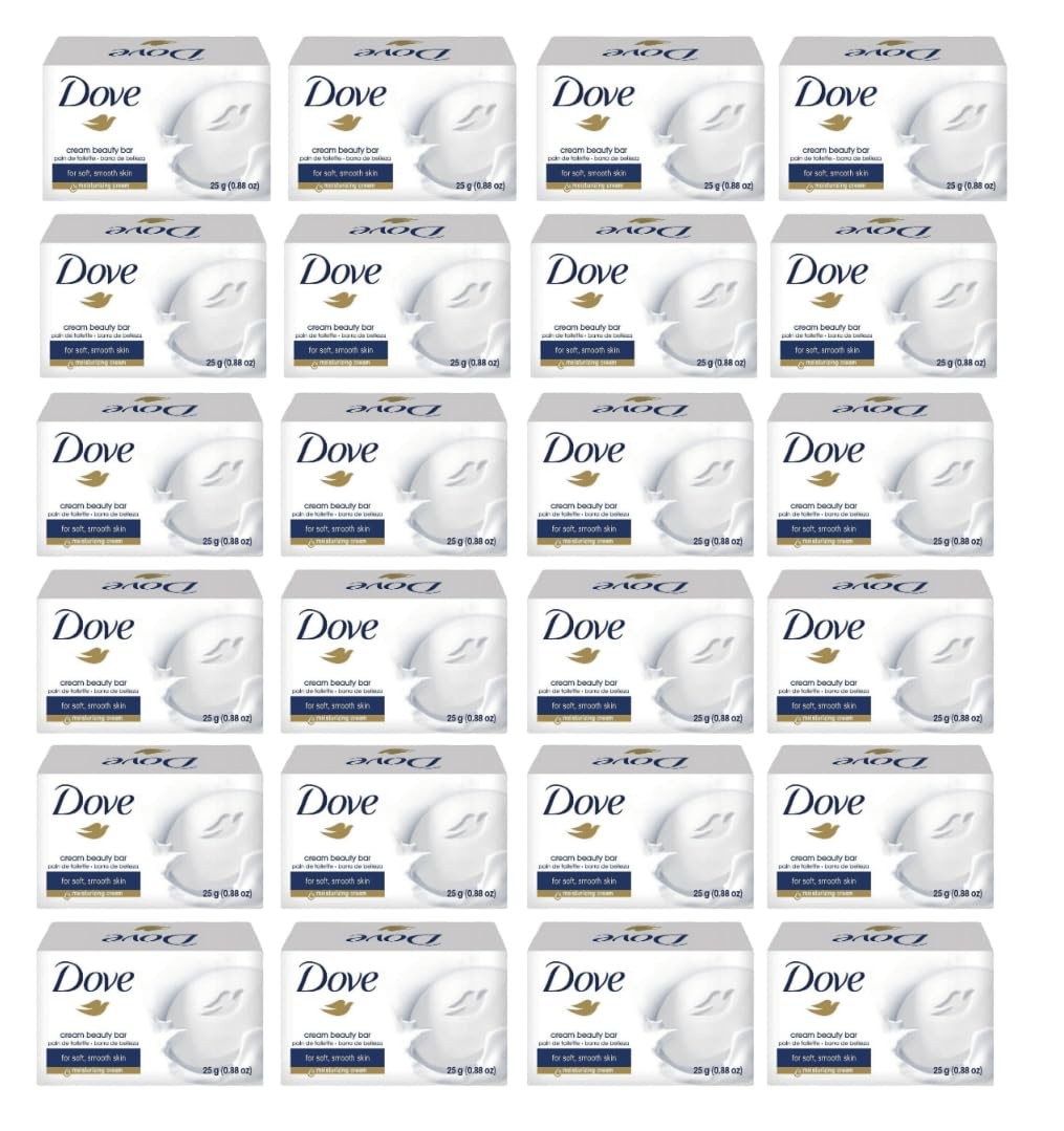 (12) Pack 25 grams Dove Cream Beauty Bar 0.07 Ounce (Pack of 12), White