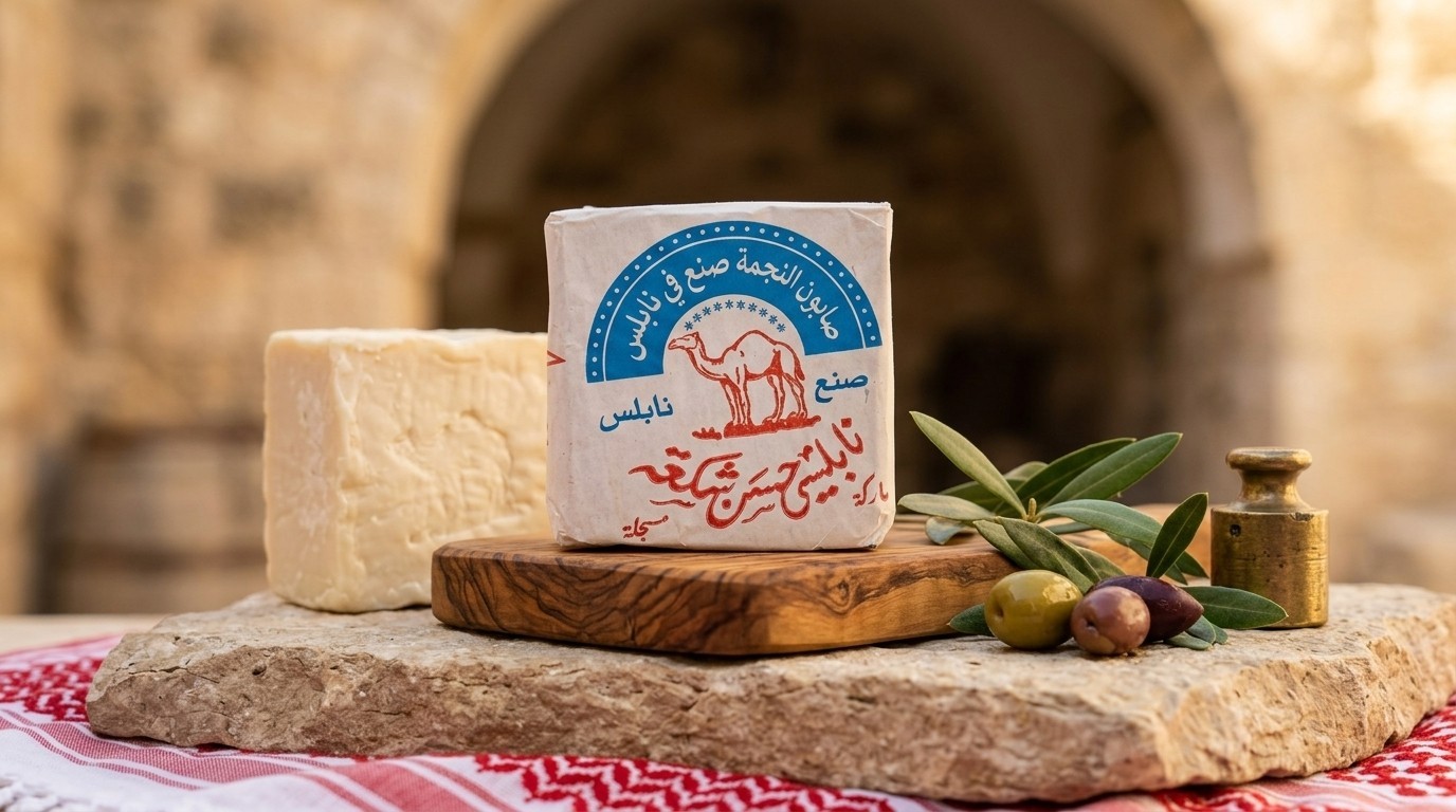 Nablus Olive Oil Soap 6 Bars Natural Handmade Palestine + FREE Exfoliating Cloth