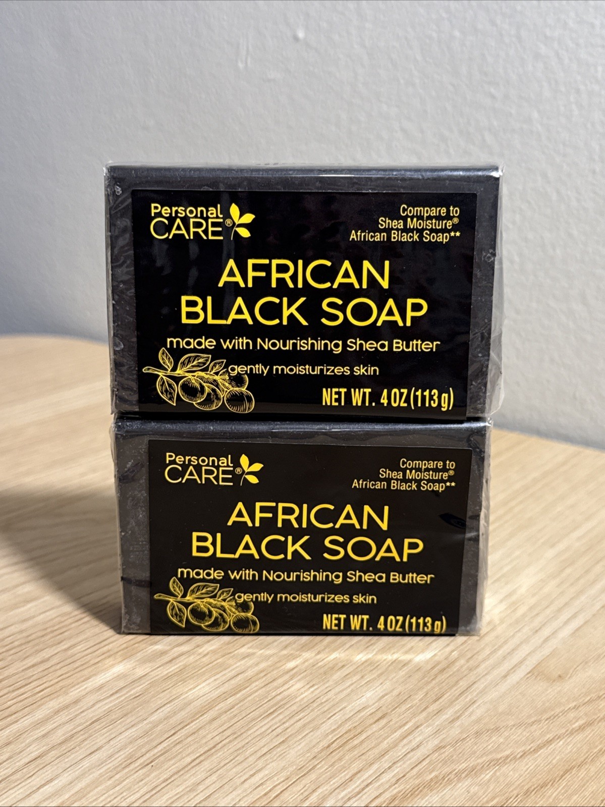 Personal Care African Black Soap with Shea Butter, Pack of 2, 4oz