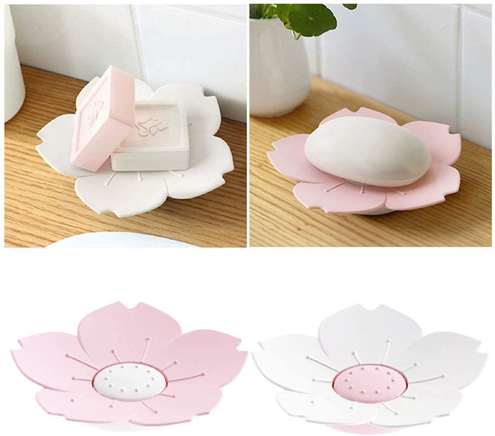 Adorable Pink Peri – 2-Pack Pink Soap Dish for bar soap Lovers | Self drainin…