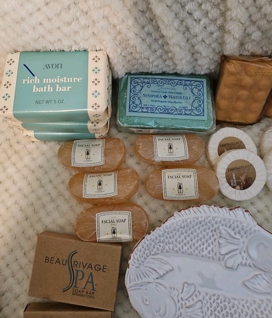 Luxury Soaps Lot Of 27 Variety Soaps & Mud Pie Soap Dish NEW