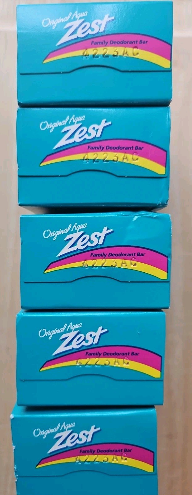 5 VTG ZEST 1992 Original Aqua Family Deodorant Bar Soap 3.2oz New Sealed