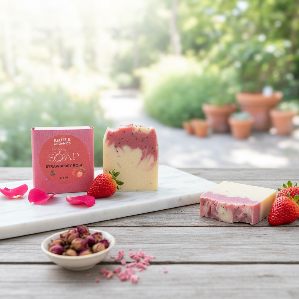Strawberry Rose Tallow Soap with Poppy Seeds