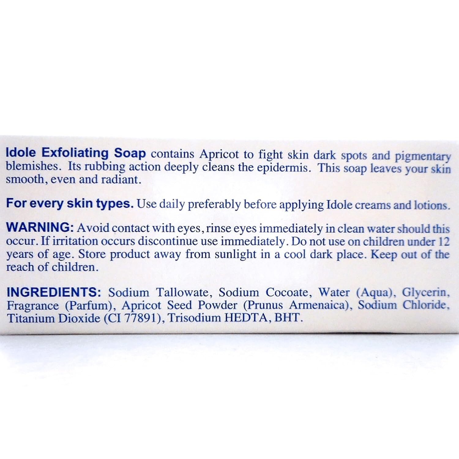 Idole Exfoliating Bar Soap with Apricot Seed Natural Organic Treatment 7oz