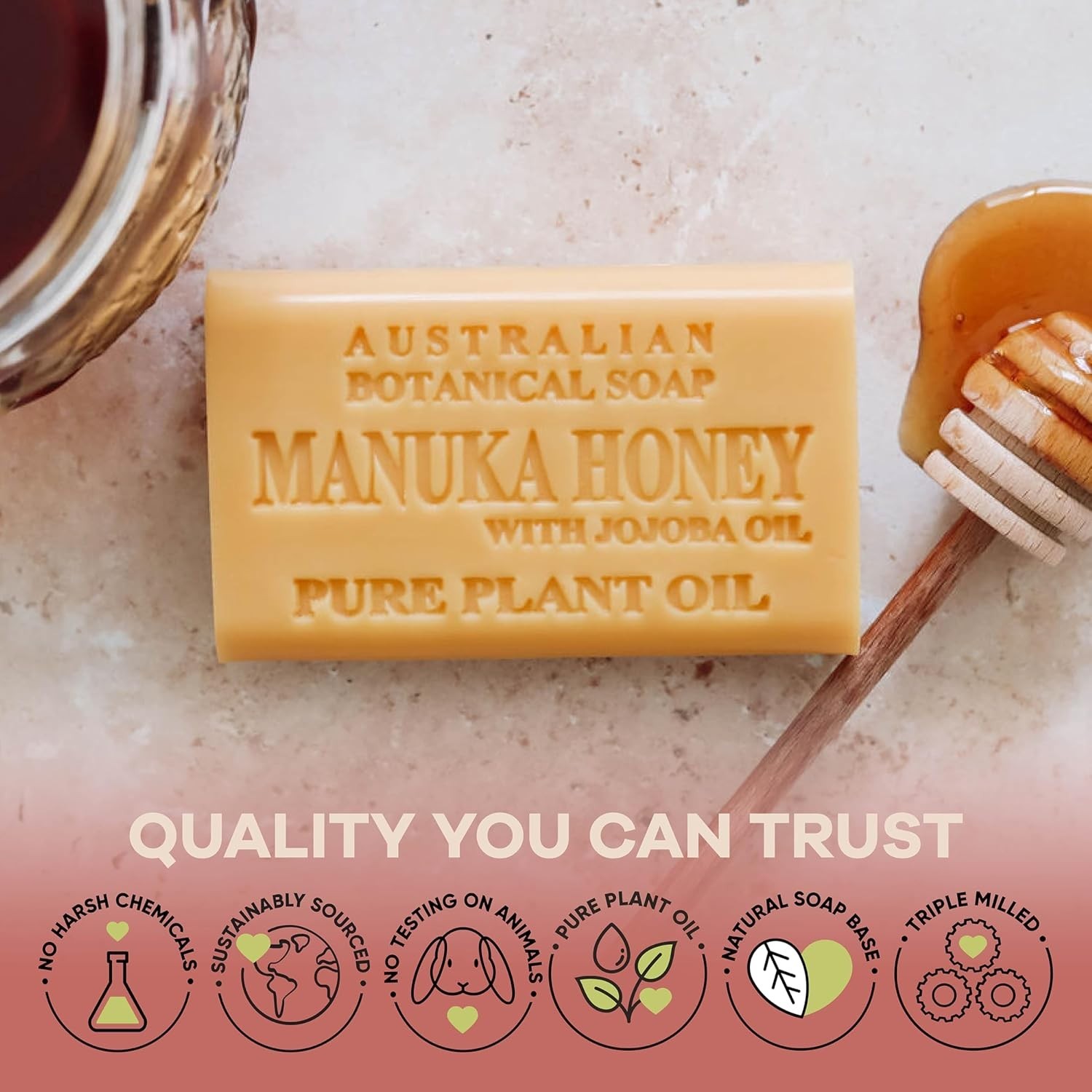 Organic Shea Butter-Enriched 6.6 OZ Manuka Honey & Jojoba Oil Soap – 8 Pieces