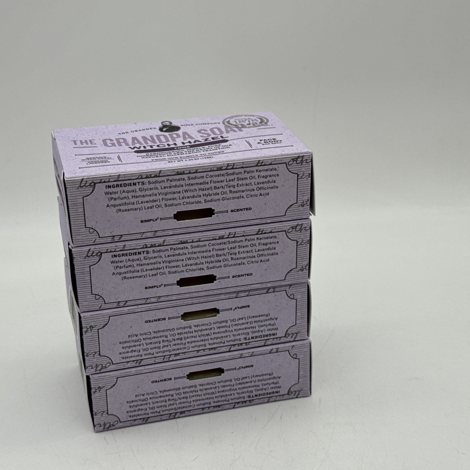 The Grandpa Soap Co Witch Hazel Tone Bath Face & Body Bar Soap 4.25 oz Lot of 4