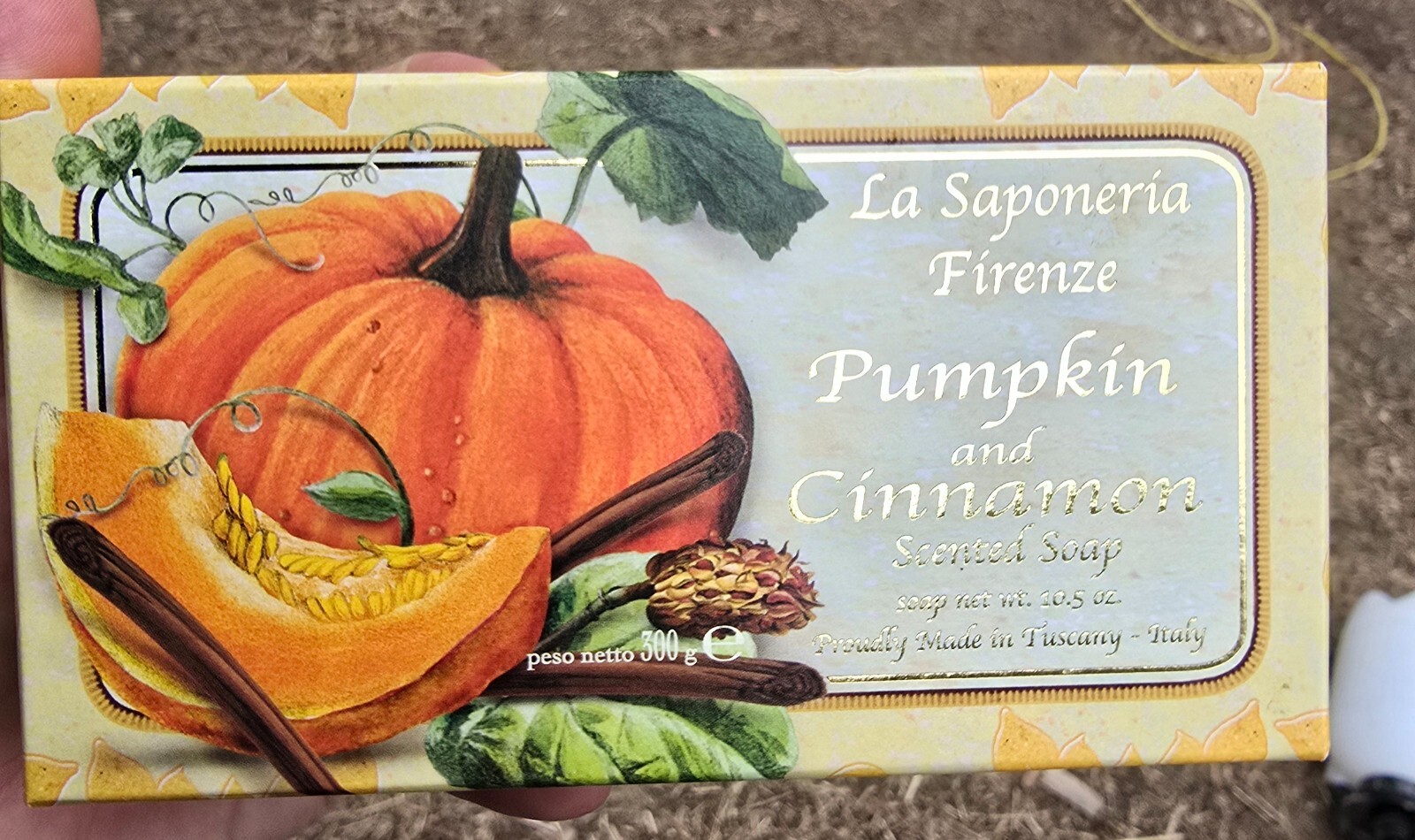 La Saponeria Firenze Pumpkin & Cinnamon Scented Soap 10.5oz Bar New Sealed