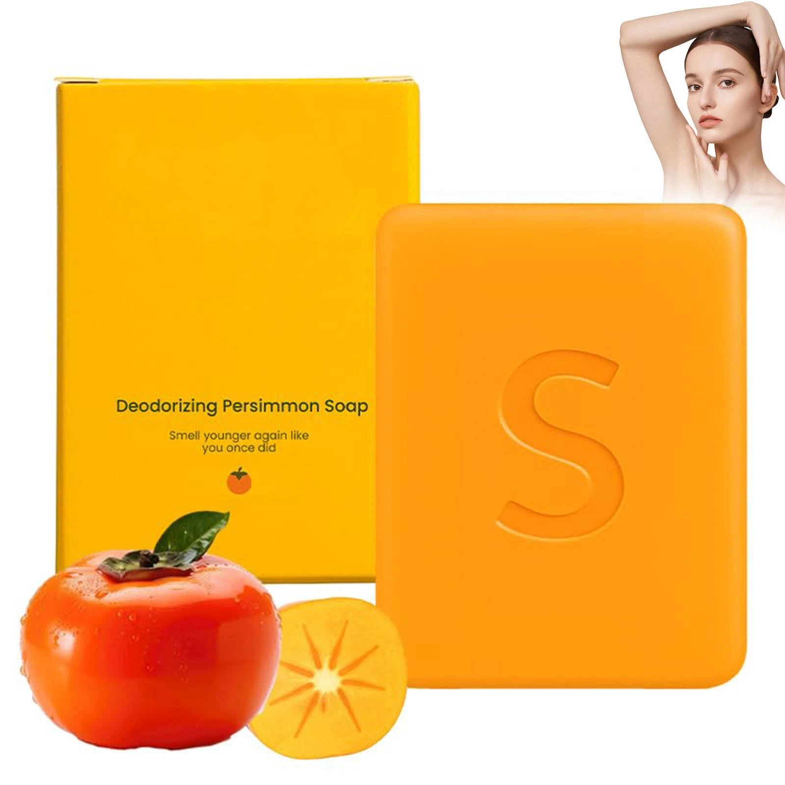 Swarva Deodorizing Persimmon Soap Anti-Aging Body Bar with Foaming Net
