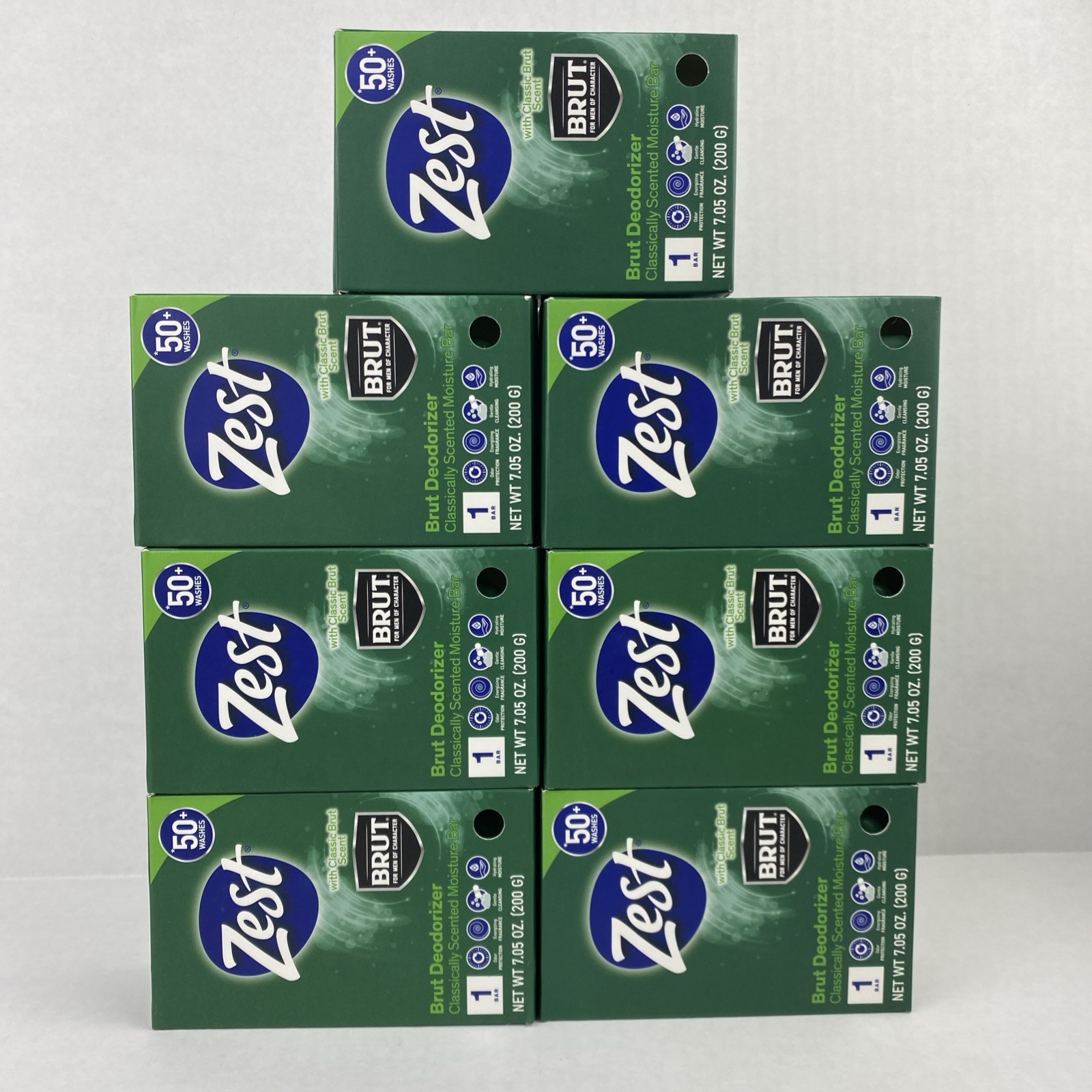7X ZEST BRUT Bar Soap Deodorizer Classic Scent Moisture 7.05 oz. ea DISCONTINUED