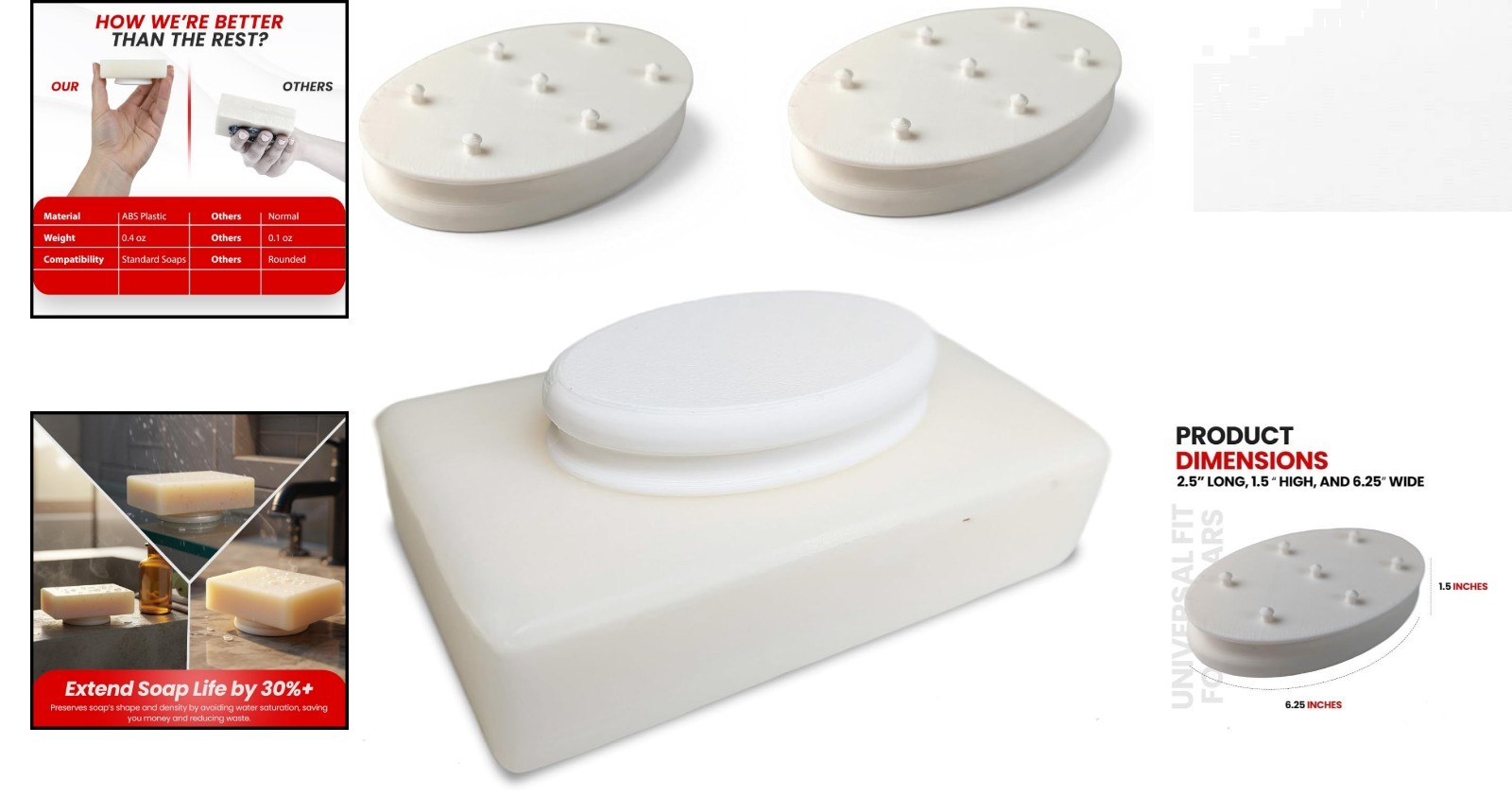 Bar Soap Gripper Pack of 2 – No Goo, Lightweight & Travel-Friendly Design