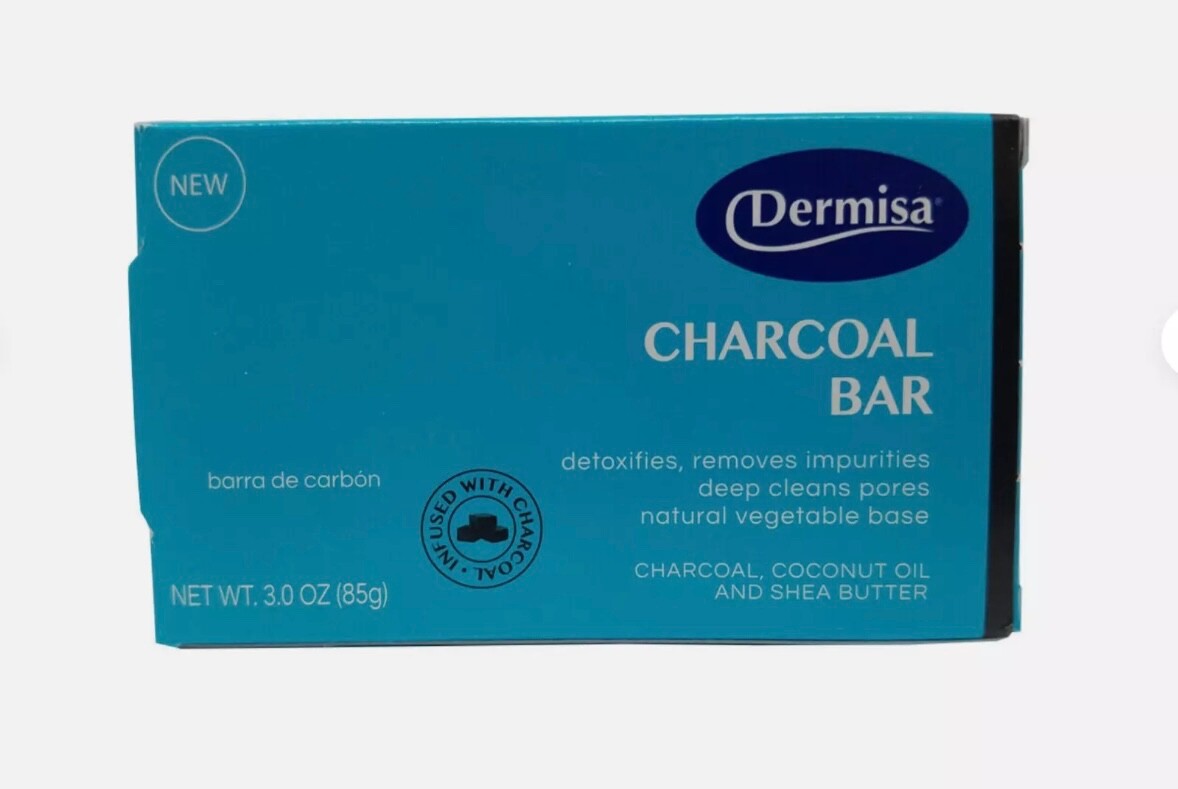 Dermisa Characoal Bar Soap. Anti Acne Cleansig & Detoxifying. 3 oz ( 3 Pack )